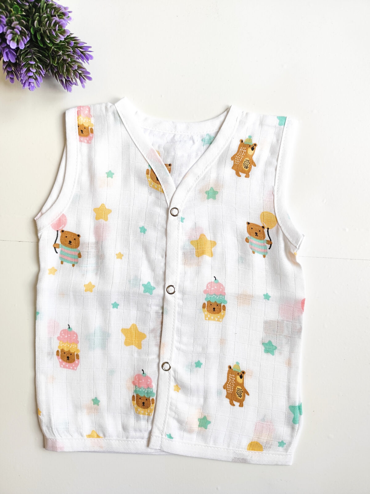Muslin White Printed Jablas (3 - 6 Months) (Buy 5 @ ₹399)