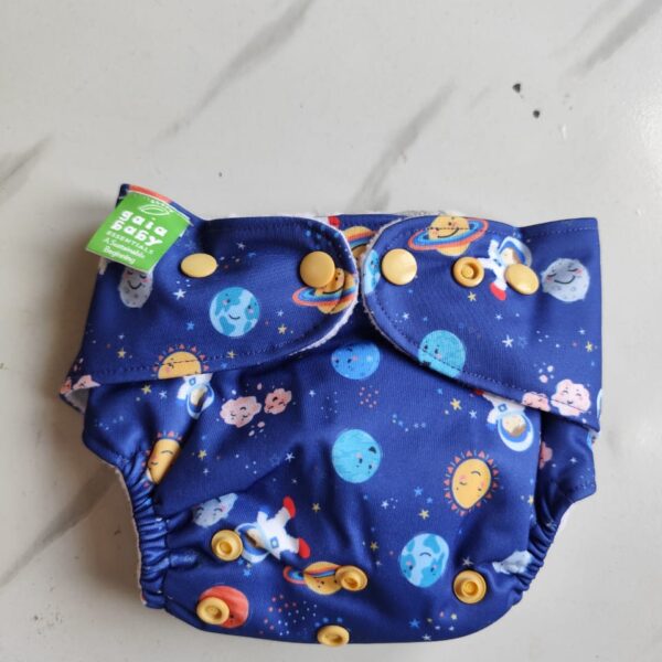 Bamboo Resuable Cloth Diaper – Space Print (Good for long stay) (0 – 3 Years)