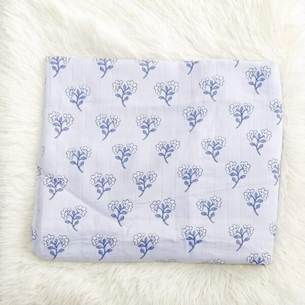 Muslin Mom’s Towel – Blue Floral Print (70*145 cm)