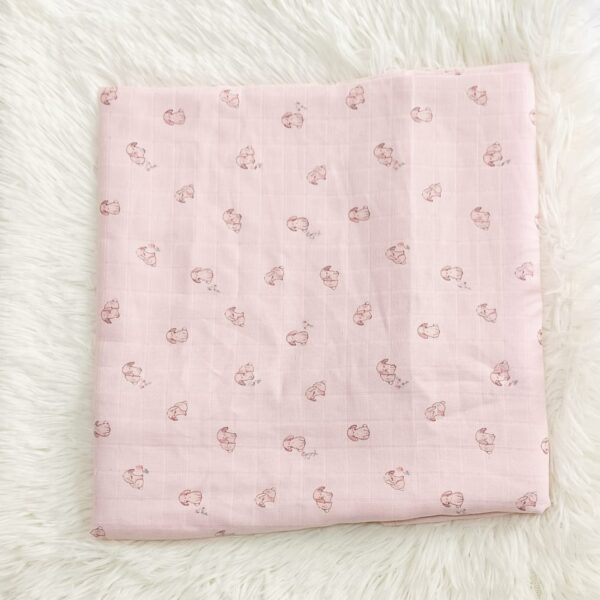 Muslin Mom’s Towel – Pink Rabbit Print (70*145 cm)