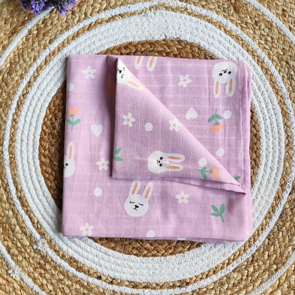 Muslin Colored Swaddle – Pink Bunny