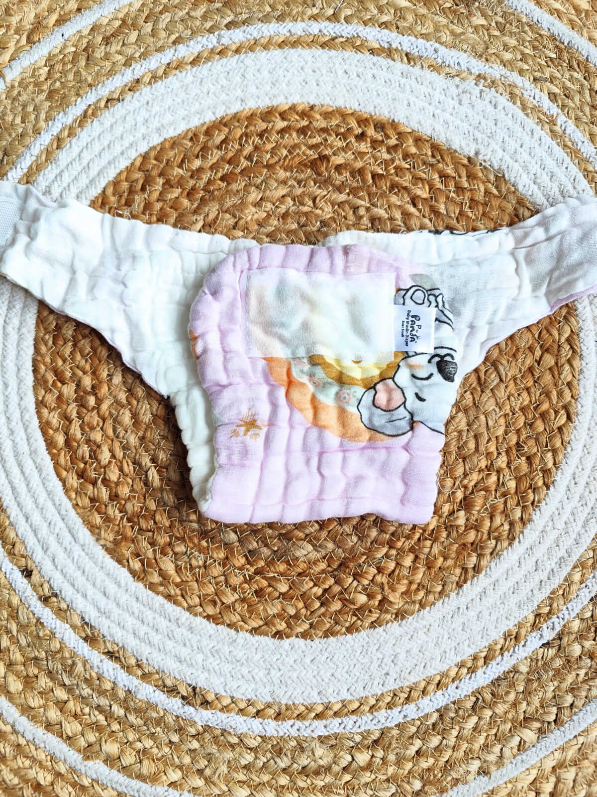 Colored Muslin Crinkled Nappies - Lilac Shade (0 - 3 Months) - 6 Layered - Image 2