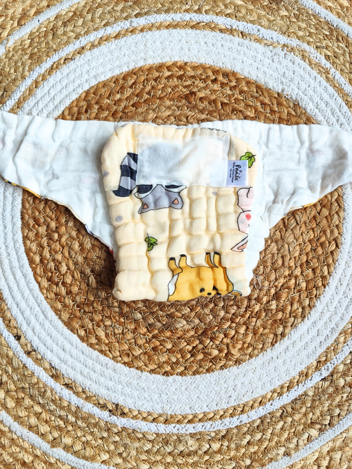 Colored Muslin Crinkled Nappies - Light Orange Shade (0 - 3 Months) - 6 Layered - Image 3