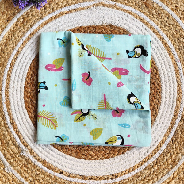 Muslin Colored Swaddle – Green Toucan Print
