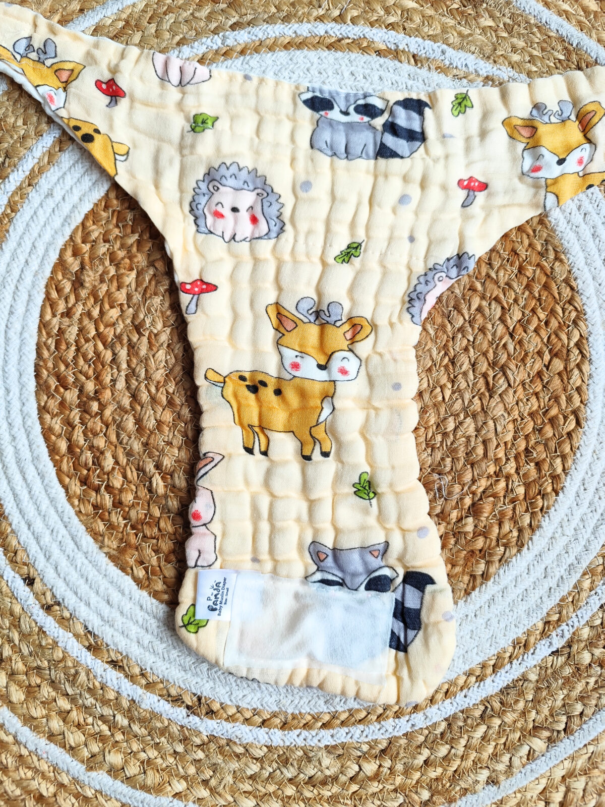 Colored Muslin Crinkled Nappies - Light Orange Shade (0 - 3 Months) - 6 Layered - Image 2