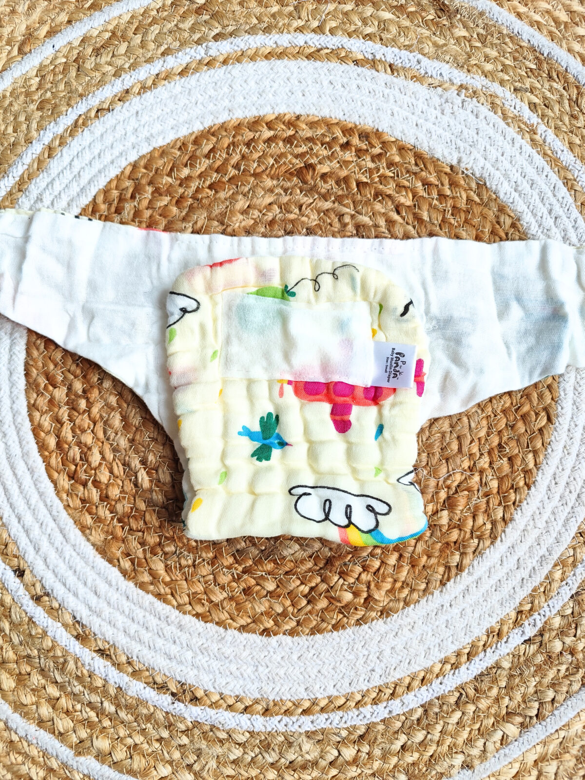 Colored Muslin Crinkled Nappies - Yellow Shade (0 - 3 Months) - 6 Layered - Image 2