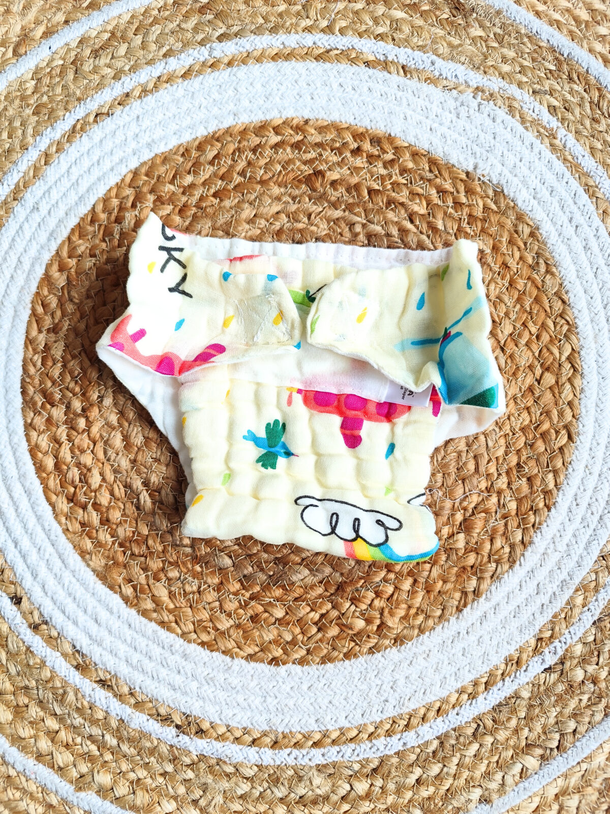Colored Muslin Crinkled Nappies - Yellow Shade (0 - 3 Months) - 6 Layered