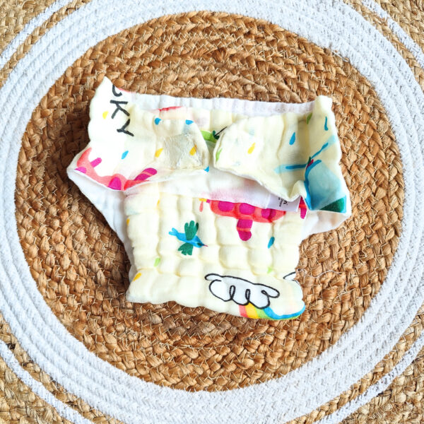 Colored Muslin Crinkled Nappies – Yellow Shade (0 – 3 Months) – 6 Layered