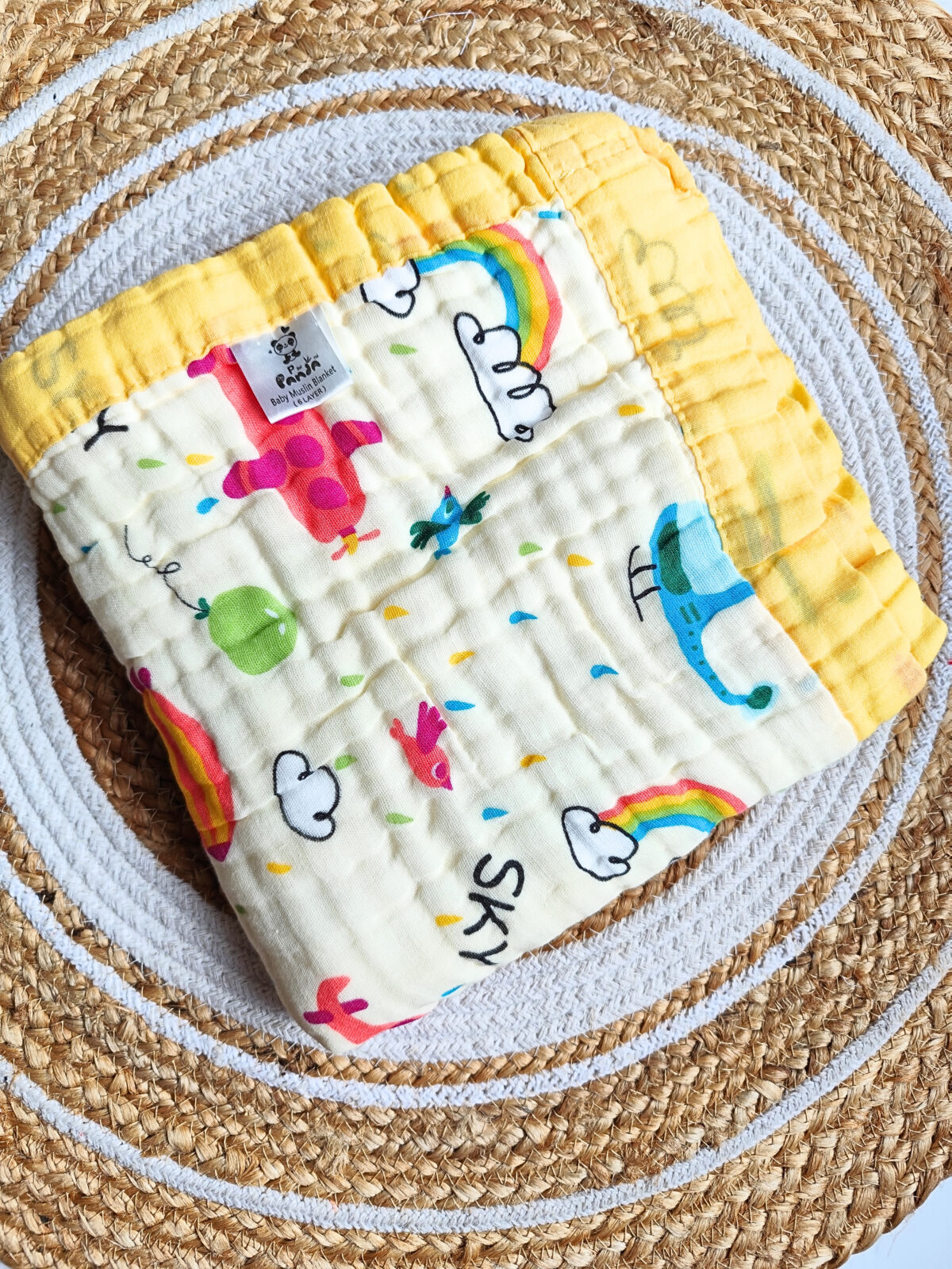 Colored Muslin Crinkled Blanket - Yellow Shade