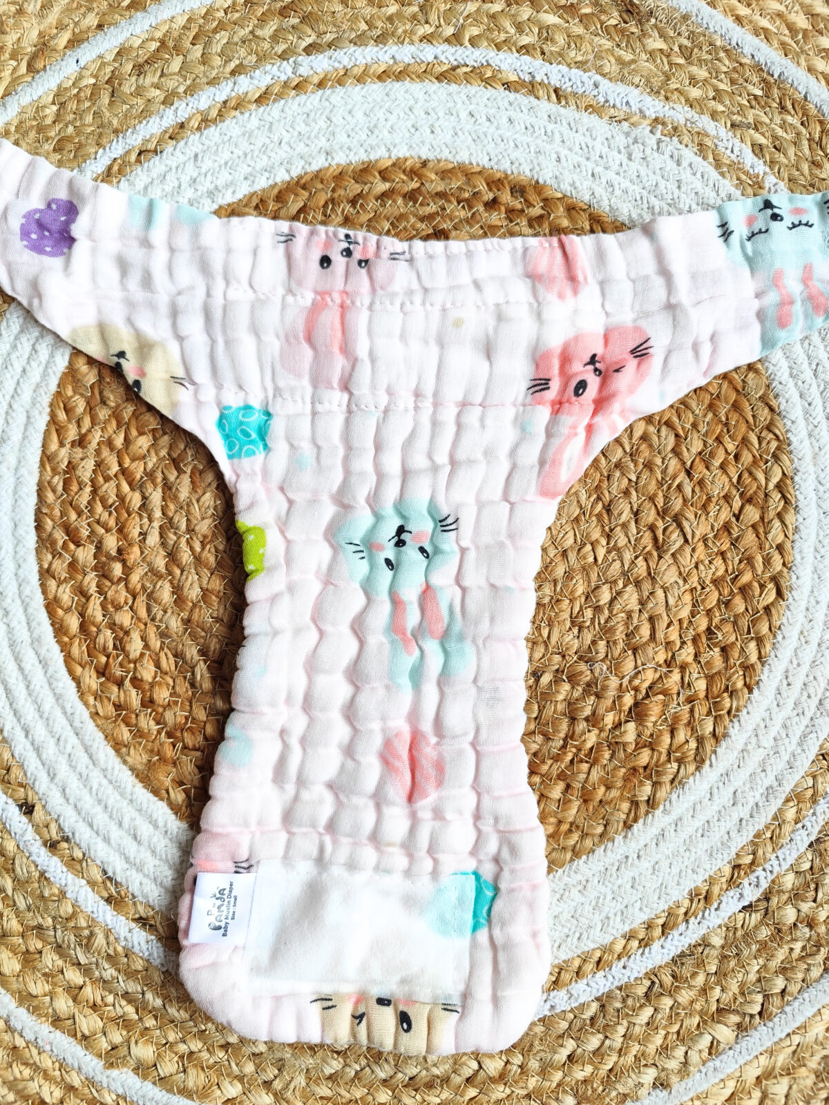 Colored Muslin Crinkled Nappies - Pink Shade (0 - 3 Months) - 6 Layered - Image 2