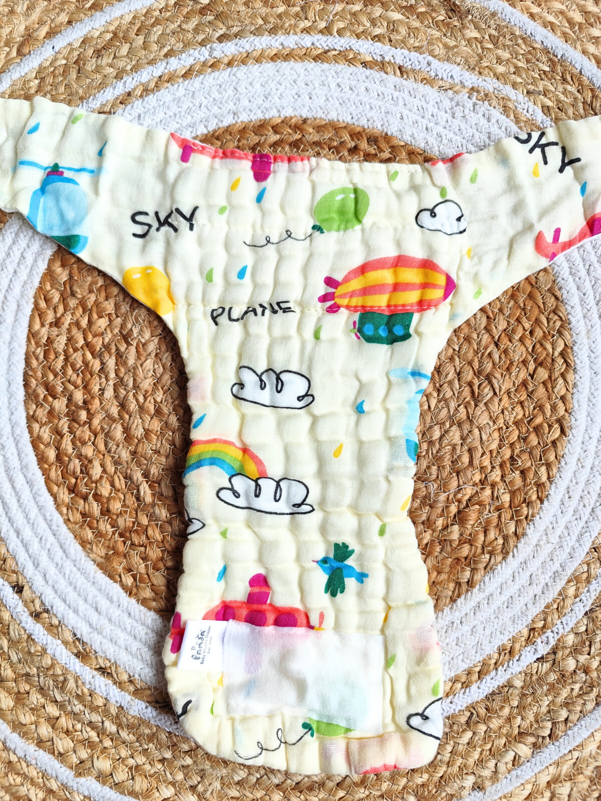 Colored Muslin Crinkled Nappies - Yellow Shade (0 - 3 Months) - 6 Layered - Image 3