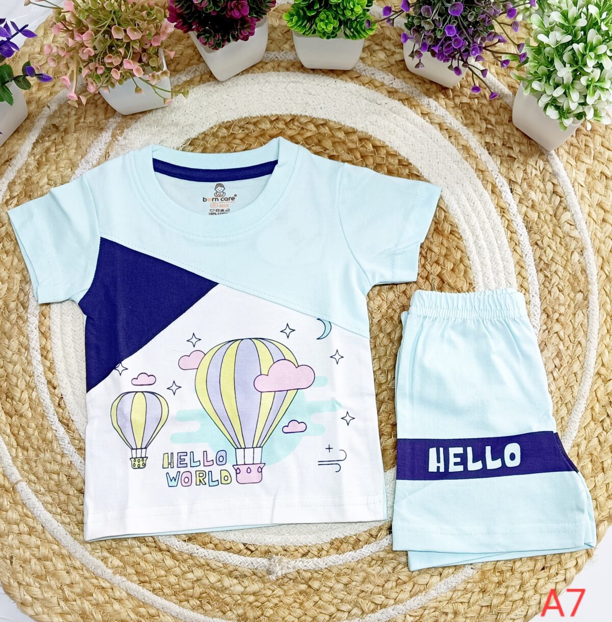 T Shirt with Trouser Set - Hot Air Balloon Print