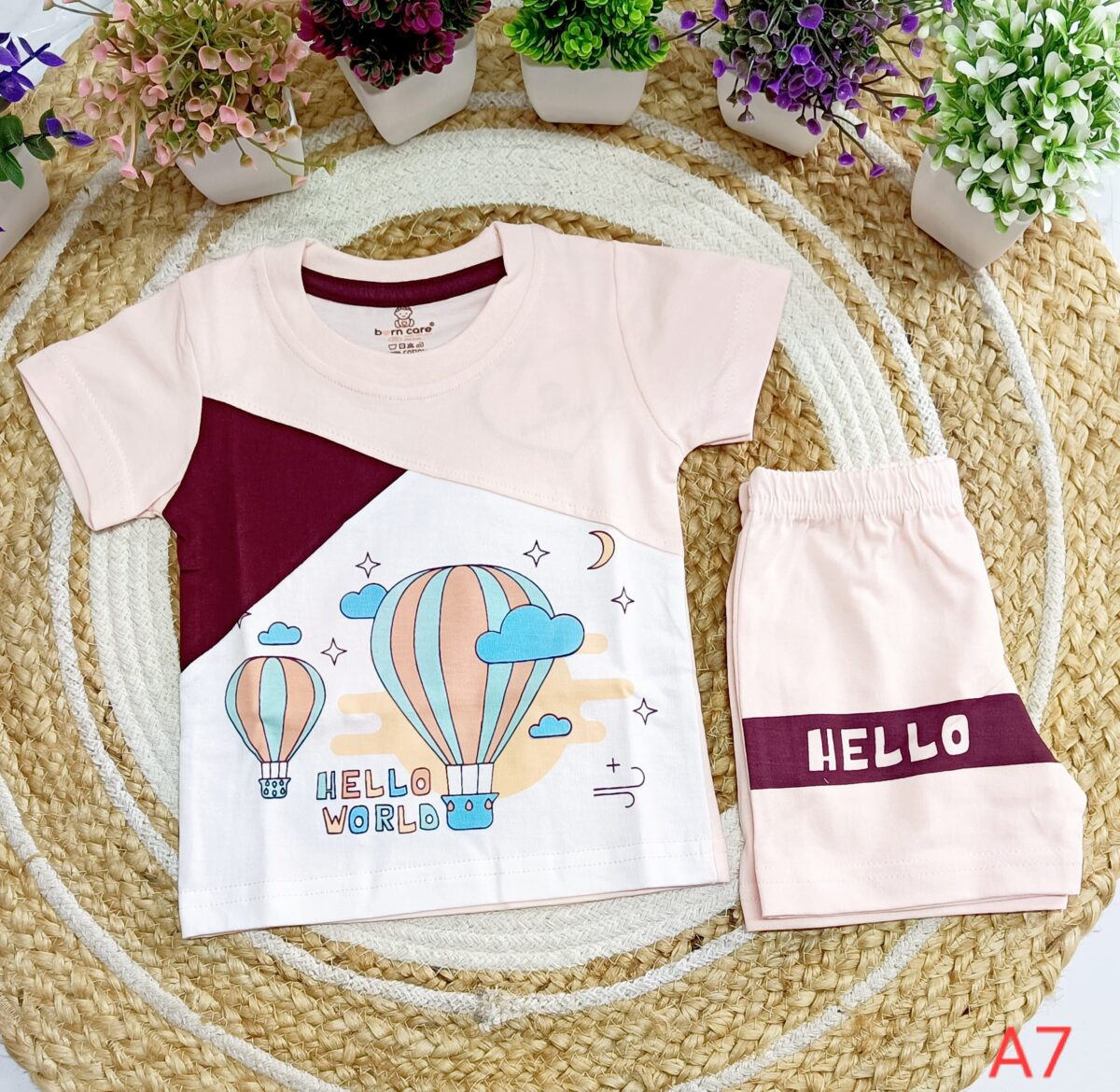 T Shirt with Trouser Set - Hot Air Balloon Print - Image 2