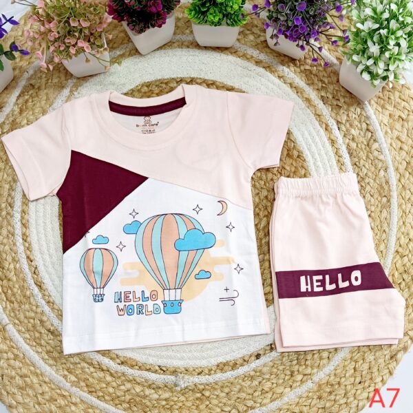 T Shirt with Trouser Set – Hot Air Balloon Print
