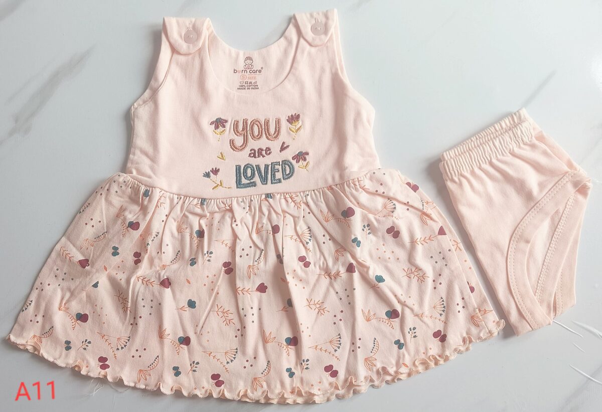 Shoulder Button Cotton Frock