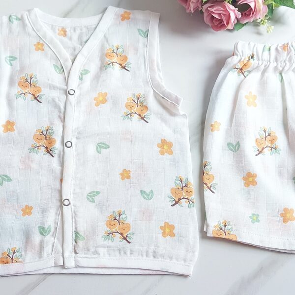 Muslin White Co-Ord Sets – Orange Pear Print