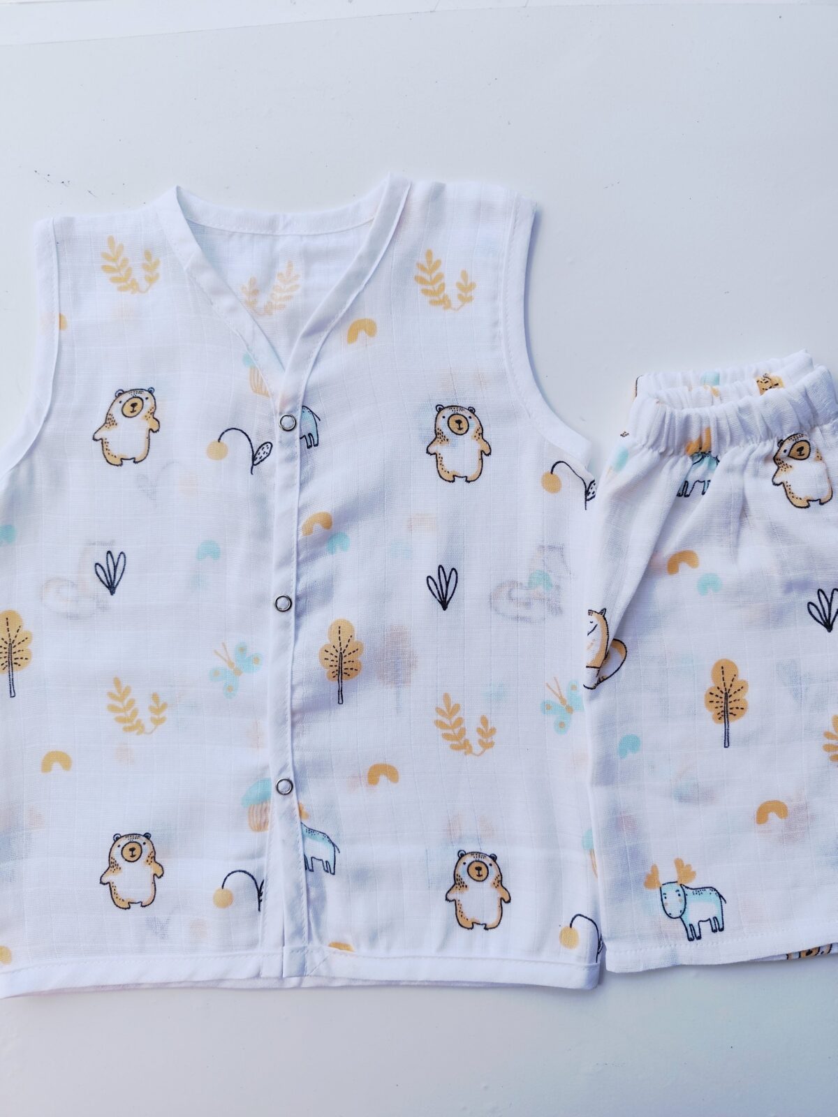 Muslin White Co-Ord Sets - Moose Print
