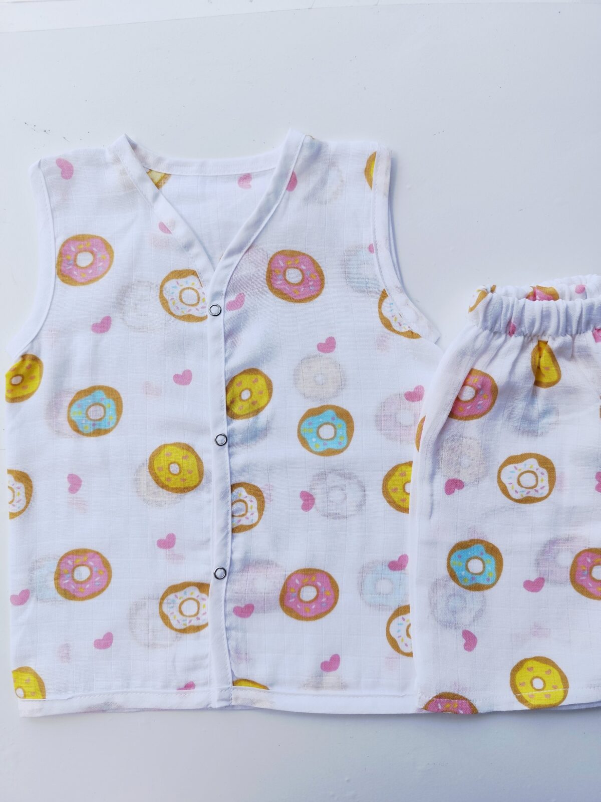 Muslin White Co-Ord Sets - Donut Print