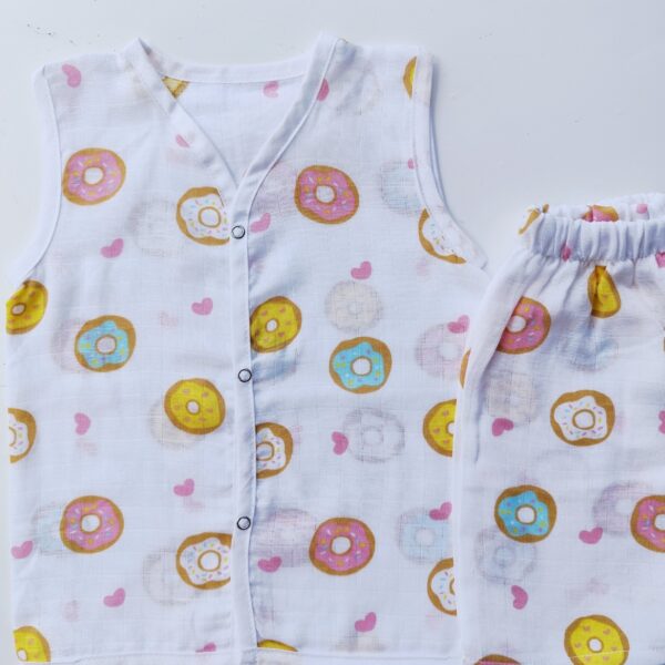 Muslin White Co-Ord Sets – Donut Print