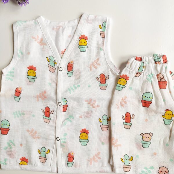 Muslin White Co-Ord Sets – Cactus Print