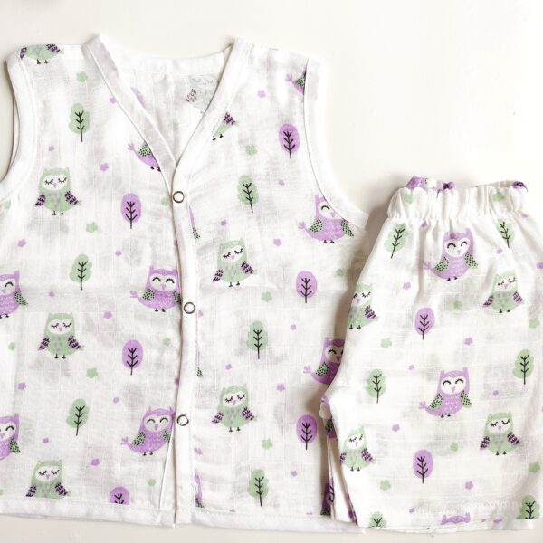 Muslin White Co-Ord Sets – Owl Print