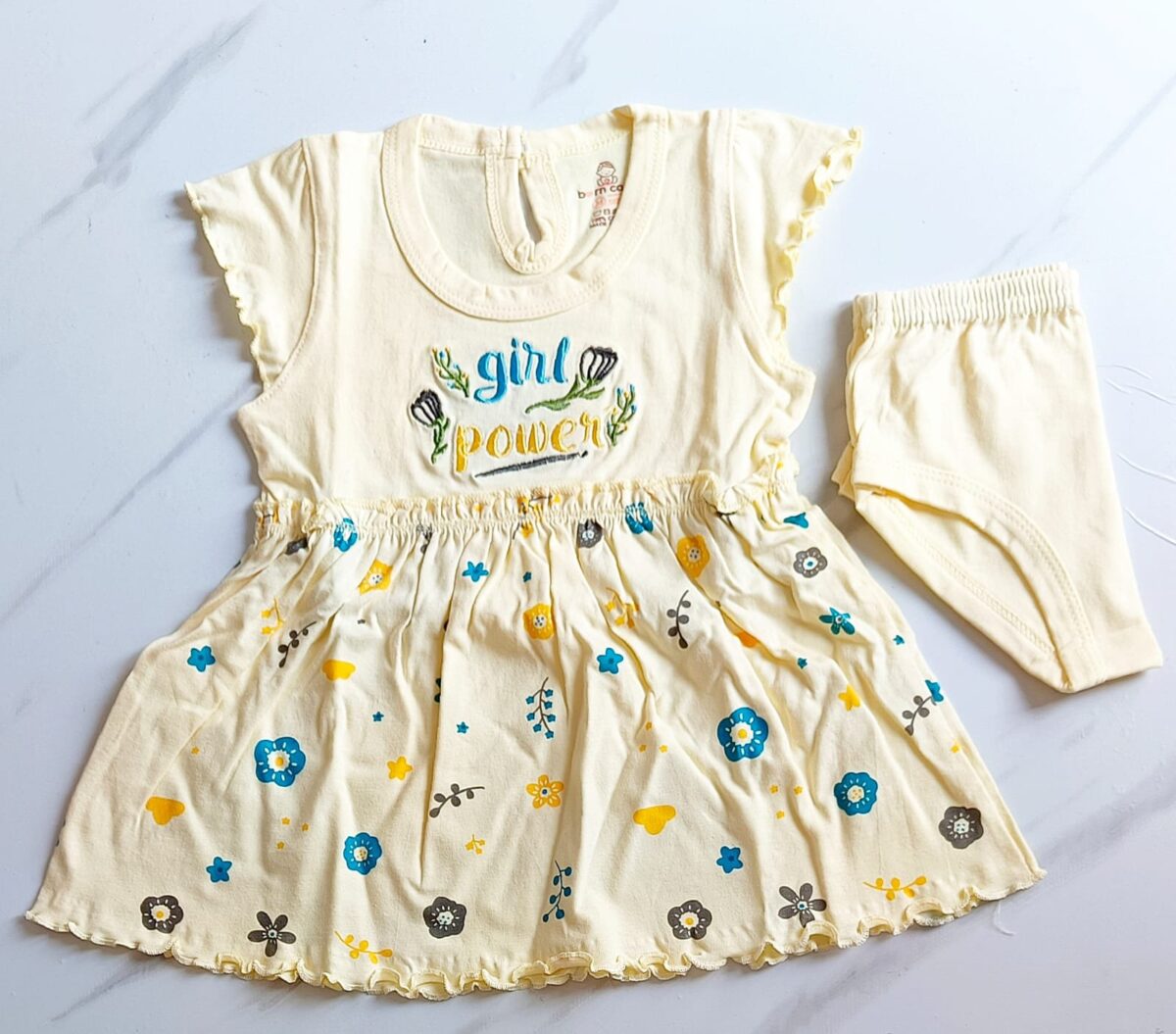 Floral Cotton Cap Sleeve Frock - Image 3