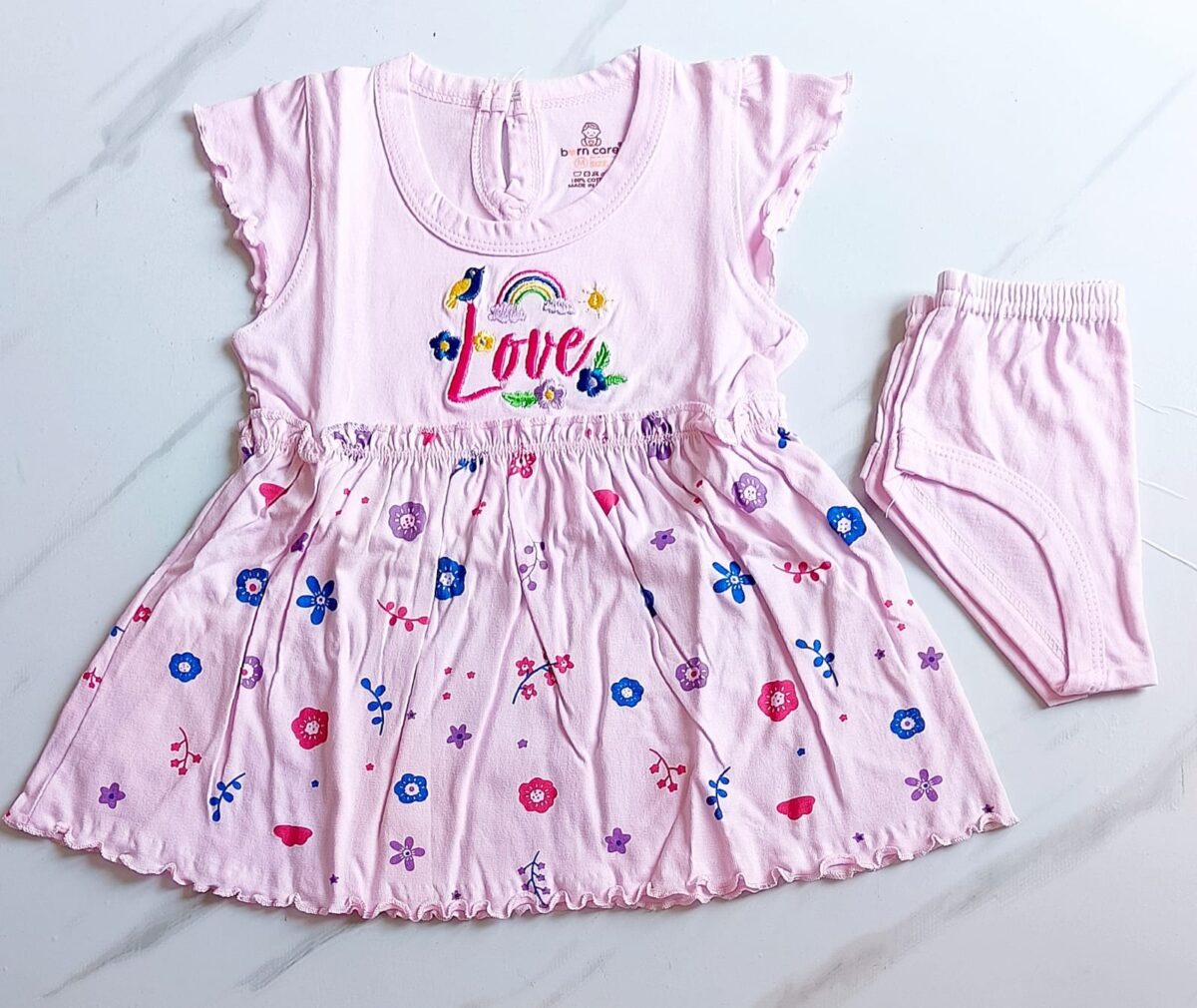 Floral Cotton Cap Sleeve Frock