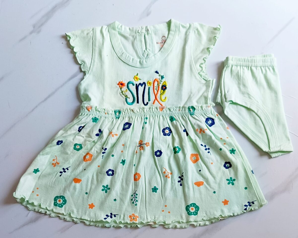 Floral Cotton Cap Sleeve Frock - Image 4