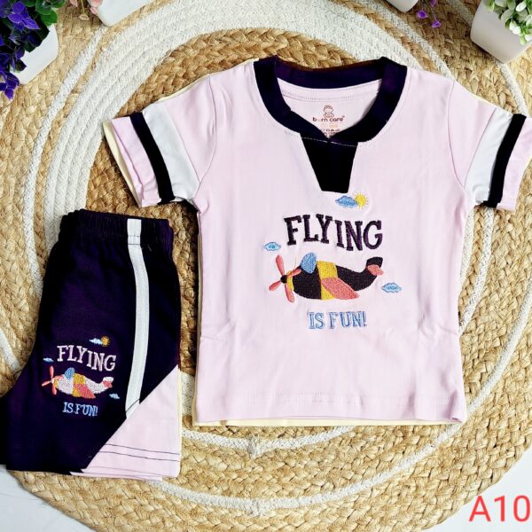T Shirt with Trouser Set – Flying is Fun Print