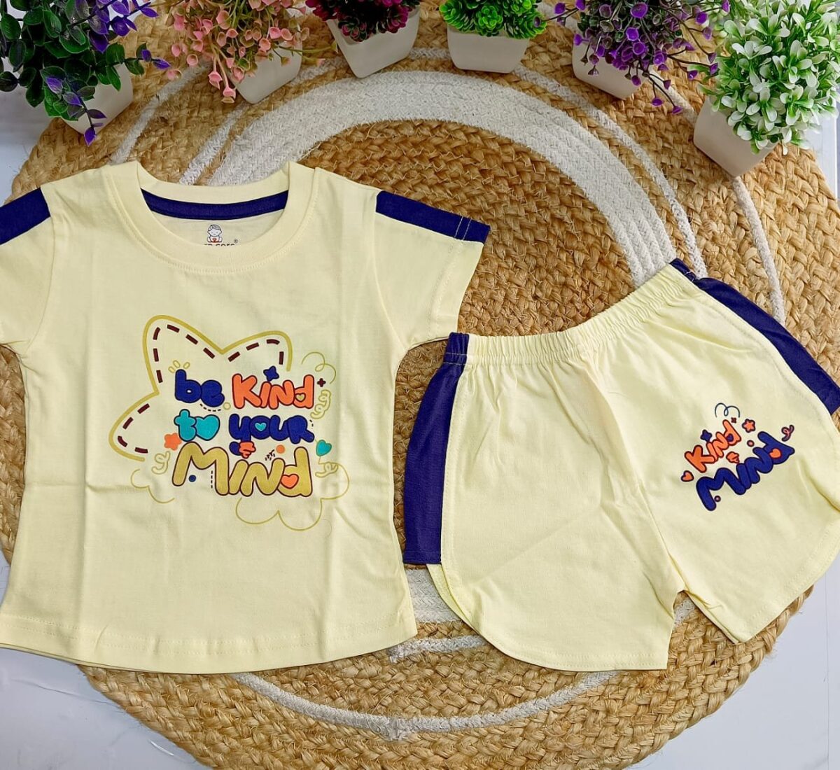 T Shirt with Trouser Set - Be Kind to your Mind Print - Image 3