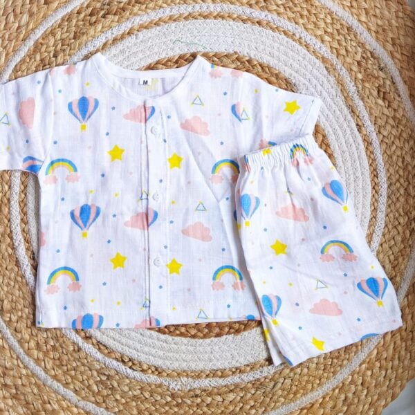 Muslin Half Sleeve Jabla Set – Rainbow Print