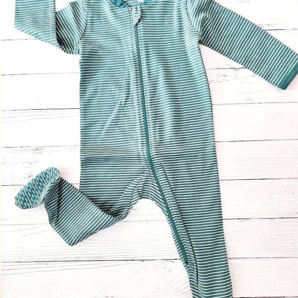 Unisex Green Striped Jumpsuit