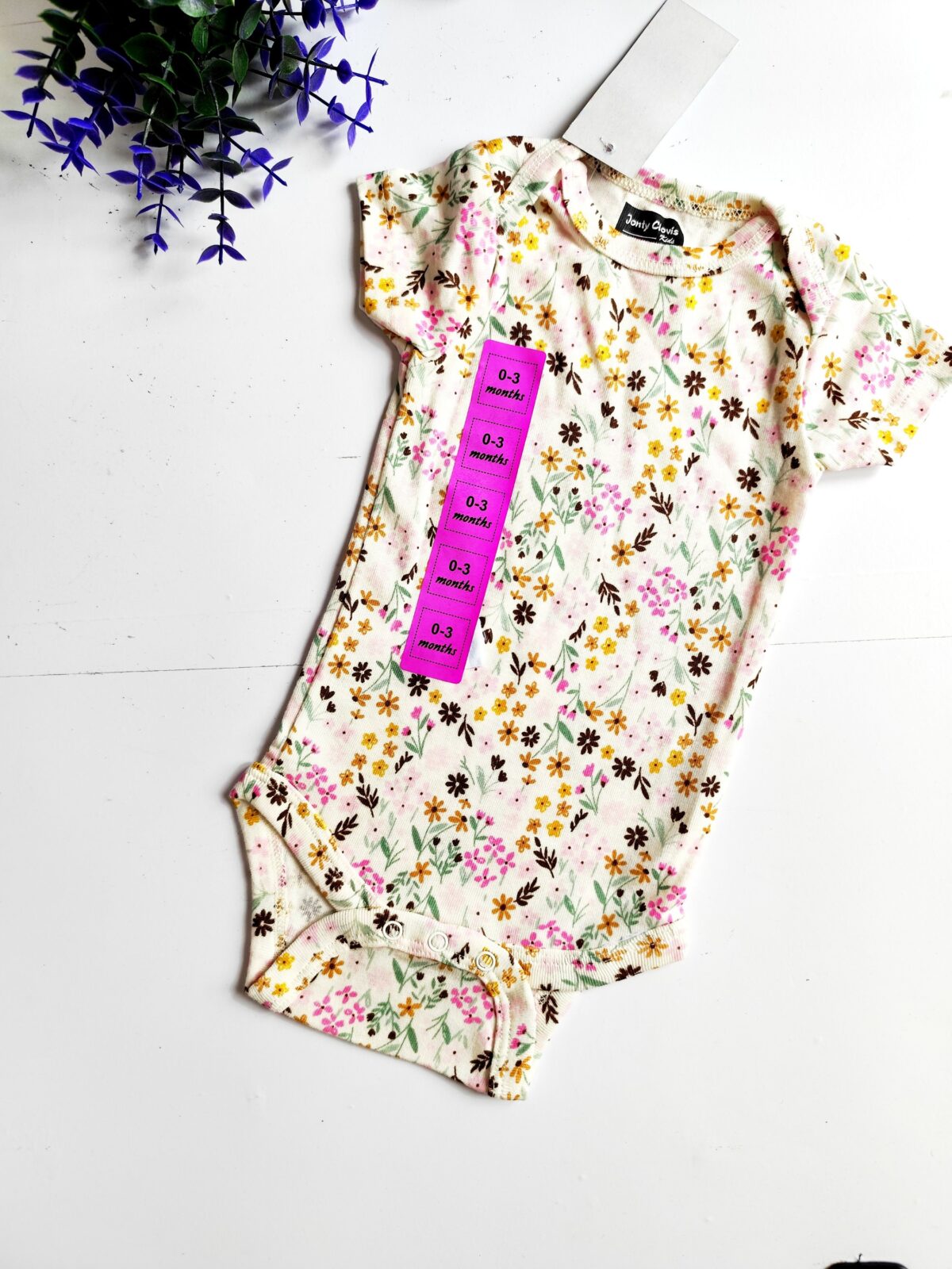 Onesies (0-3) - White Floral Print