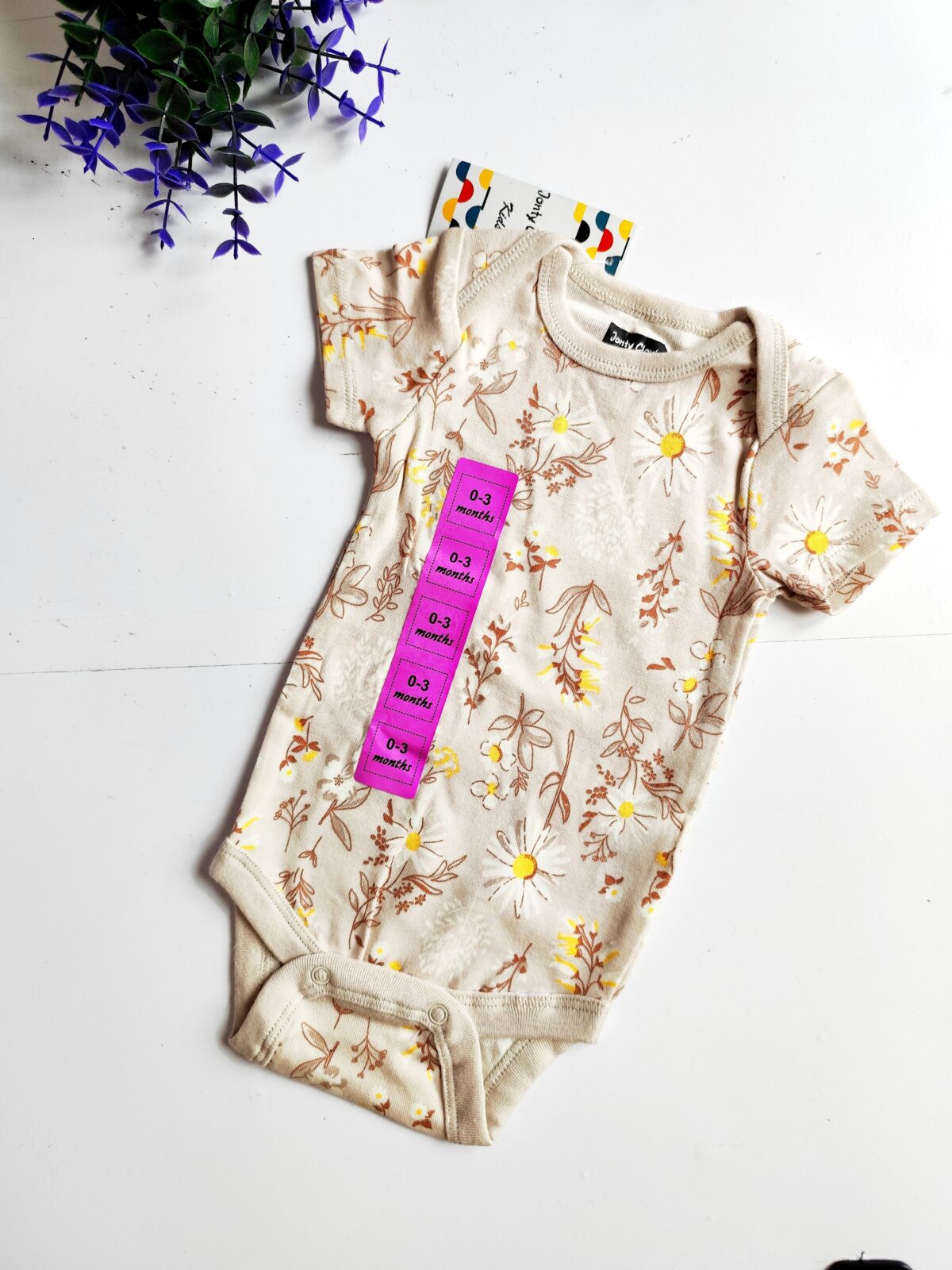 Onesies (0-3) - Beige Daisy Print