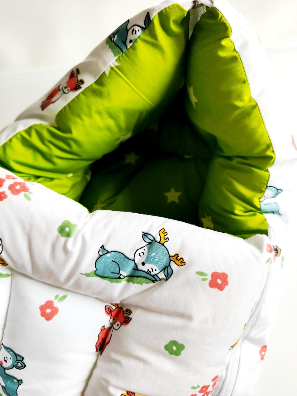 Organic Cotton Carry Bed - Deer Print - Image 2