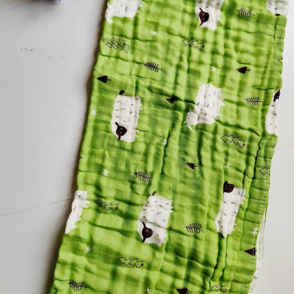 Muslin Colored Crinkled Bath Towel - Green Shade (50*100 cm)