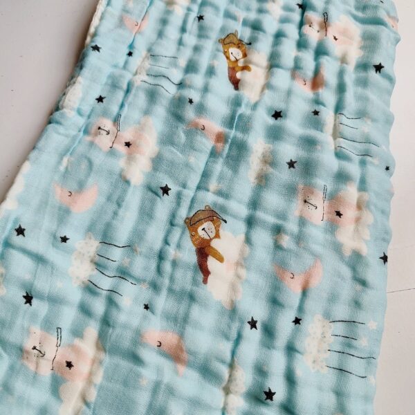 Muslin Colored Crinkled Bath Towel – Light Blue Shade (50*100 cm)