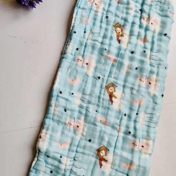 Muslin Colored Crinkled Bath Towel - Light Blue Shade (50*100 cm)