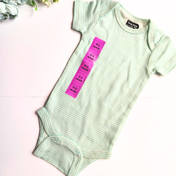 Onesies (0 – 3 Months) – Green Striped Print
