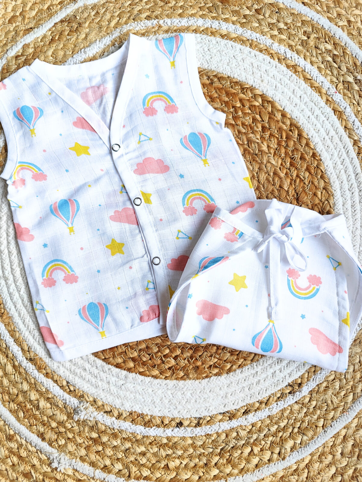 White Muslin Jabla & Nappy Sets (0 - 3 Months)