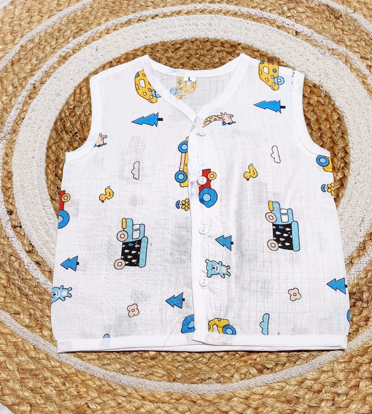 Muslin White Printed Jablas (6 - 9 Months) - Affordable Range (Buy 5 @ ₹399) - Image 6