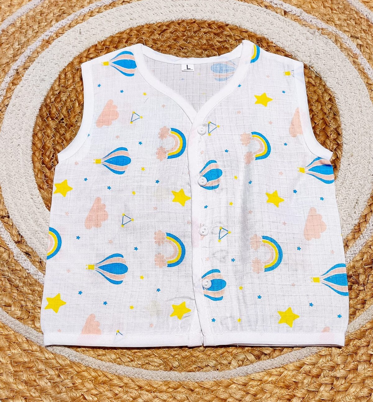 Muslin White Printed Jablas (6 - 9 Months) - Affordable Range (Buy 5 @ ₹399)