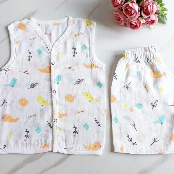 Muslin White Co-Ord Sets – Bird & Twig Print