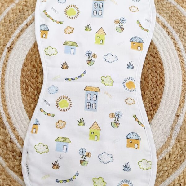 Muslin Burp Cloth – House Print (4 Layered)
