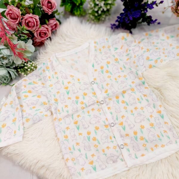 Muslin White Printed Jablas (3 – 6 Months) – Full Sleeves