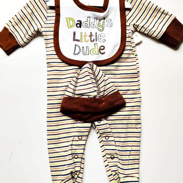 Premie Jumpsuit Set – “Daddy’s Little Dude” (3-Piece Set)
