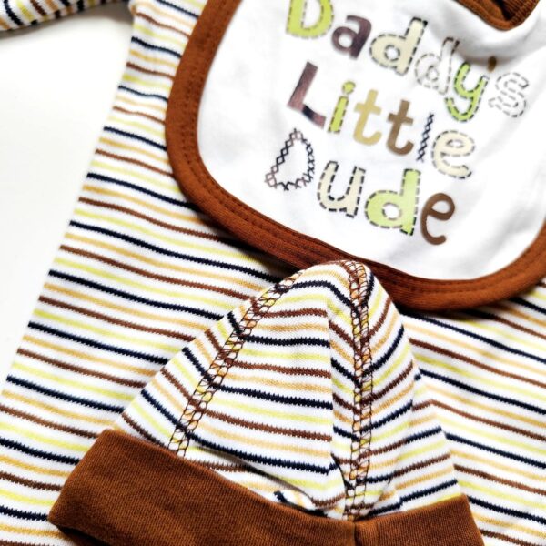 Premie Jumpsuit Set – “Daddy’s Little Dude” (3-Piece Set)
