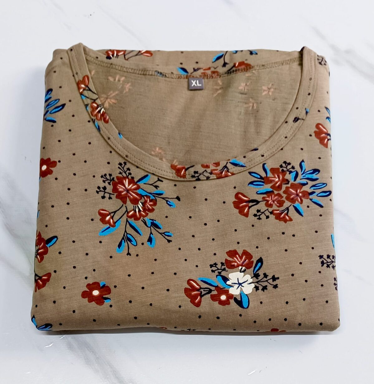 Maternity Lounge Wear - Brown Floral Print (XL)