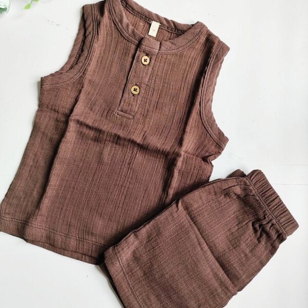 Muslin Unisex Sleeveless Top & Bottom Set