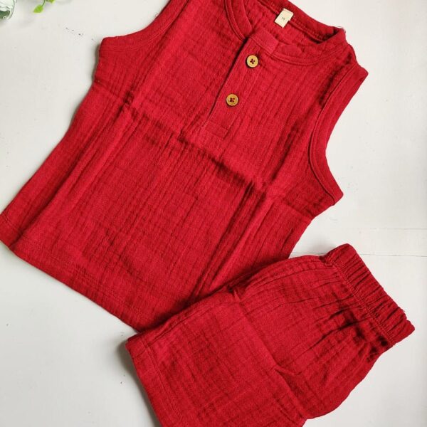 Muslin Unisex Sleeveless Top & Bottom Set